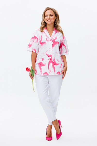 Брюки, жакет Mubliz 164 бело-розовый - фото 1