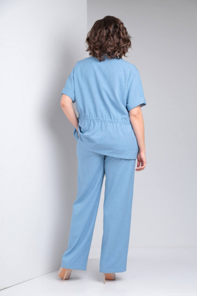 Брюки и рубашка лен-вишер для повседневных образов LadisLine 1497 голубой - фото 7