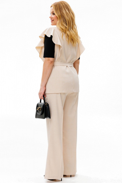 Брюки, джемпер и жилет бежевый из текстильной ткани LaKona 11580 песочный - фото 9