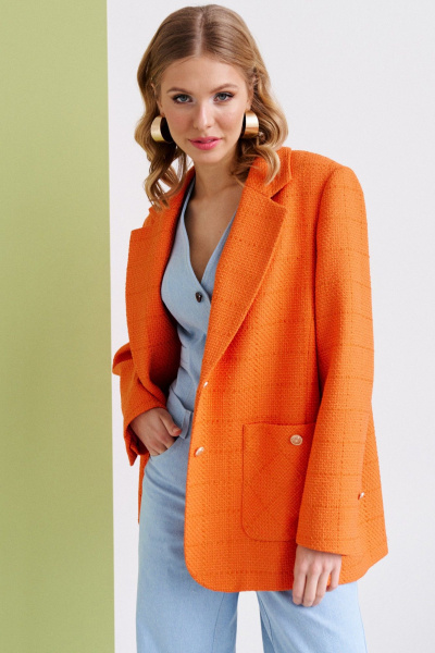 Оверсайз жакет из хлопка с накладными карманами VIZANTI 3501а оранжевый - фото 4