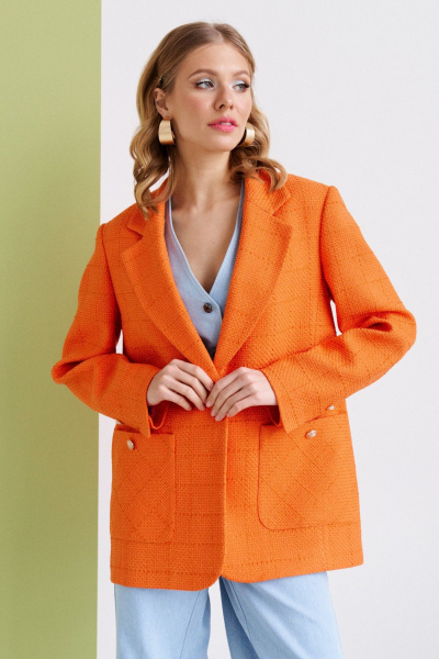 Оверсайз жакет из хлопка с накладными карманами VIZANTI 3501а оранжевый - фото 3