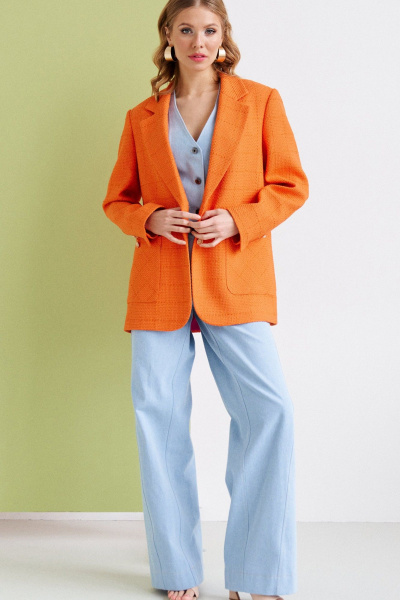 Оверсайз жакет из хлопка с накладными карманами VIZANTI 3501а оранжевый - фото 1