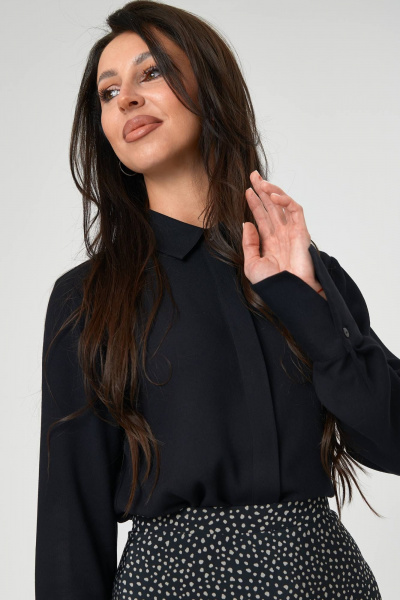 Демисезонная блуза из вискозы с классическим воротником Nadex 20-093010/213-24 черный - фото 8