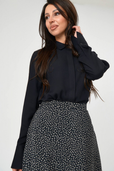 Демисезонная блуза из вискозы с классическим воротником Nadex 20-093010/213-24 черный - фото 6