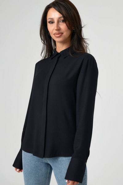 Демисезонная блуза из вискозы с классическим воротником Nadex 20-093010/213-24 черный - фото 1