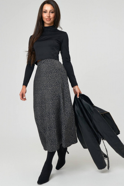 Черная юбка с принтом и молнией для повседневного стиля Nadex 22-092900/514-24 черный - фото 14