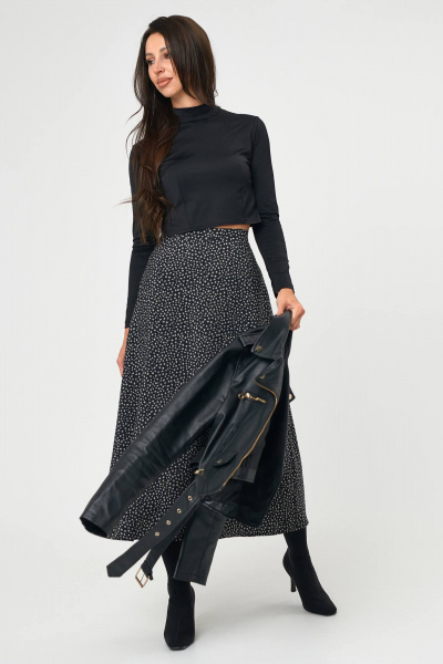 Черная юбка с принтом и молнией для повседневного стиля Nadex 22-092900/514-24 черный - фото 12