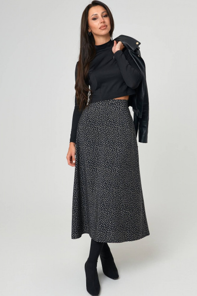 Черная юбка с принтом и молнией для повседневного стиля Nadex 22-092900/514-24 черный - фото 10