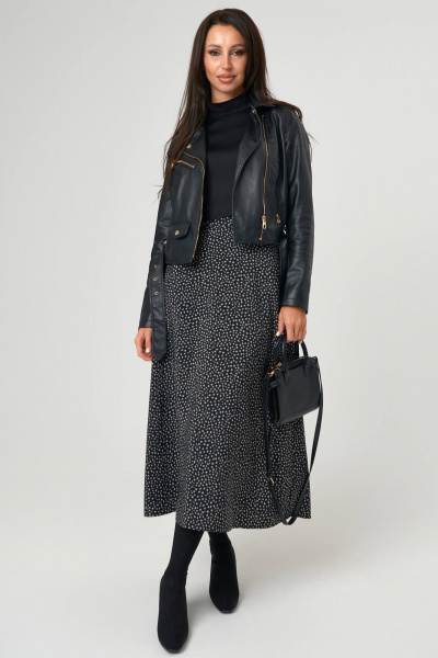 Черная юбка с принтом и молнией для повседневного стиля Nadex 22-092900/514-24 черный - фото 5