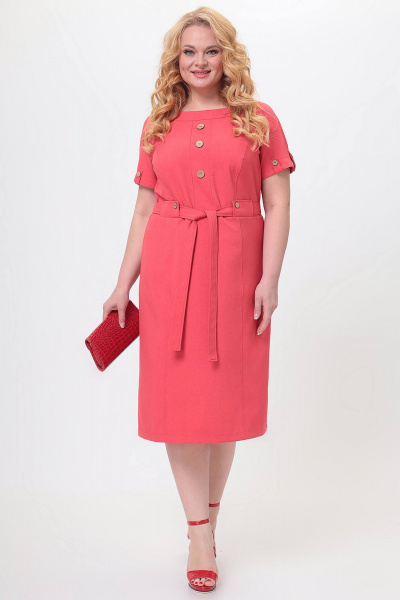 Льняное платье с расширенной горловиной и рельефами Algranda А3981-3 - фото 5