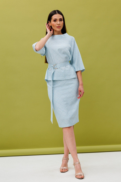 Блуза и юбка из вискозы на каждый день, голубая, прилегающий силуэт Ларс Стиль 888/1 - фото 4