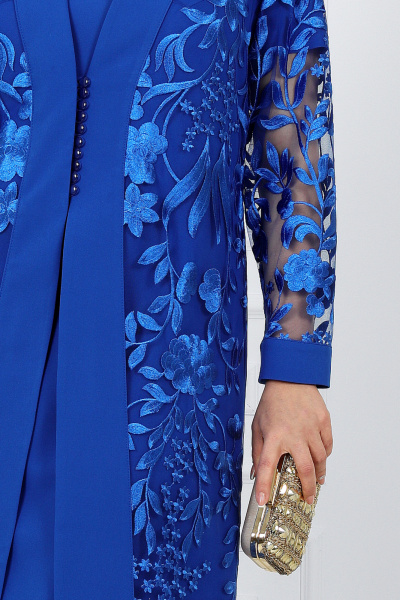 Кружевной вечерний костюм с платьем и кардиганом Ninele 5988 василек - фото 5