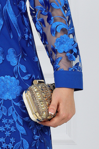 Кружевной вечерний костюм с платьем и кардиганом Ninele 5988 василек - фото 6