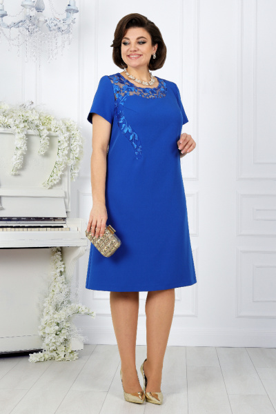 Кружевной вечерний костюм с платьем и кардиганом Ninele 5988 василек - фото 10