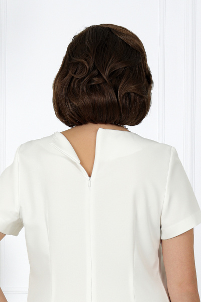 Белый кружевной нарядный костюм с платьем и кардиганом Ninele 5988 молочный - фото 14