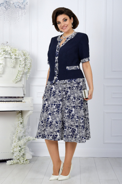 Жакет, юбка Ninele 5992 синие розы - фото 1