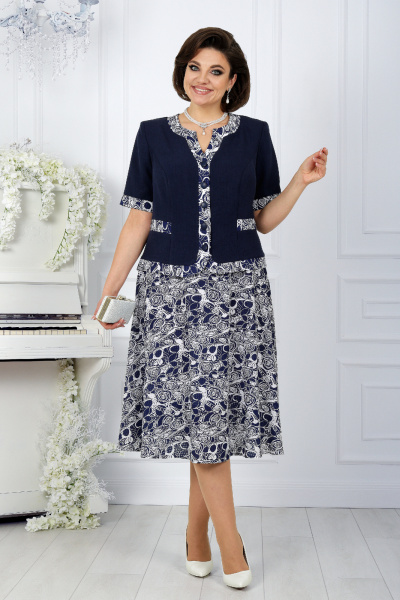 Жакет, юбка Ninele 5992 синие розы - фото 2