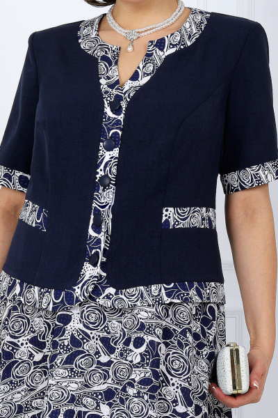 Жакет, юбка Ninele 5992 синие розы - фото 3