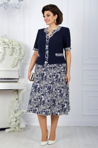 Жакет, юбка Ninele 5992 синие розы - фото 6
