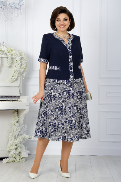 Жакет, юбка Ninele 5992 синие розы - фото 7