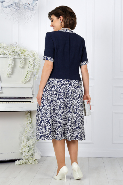 Лен-вишер жакет и юбка полусолнце с принтом Ninele 5992 хризантемы - фото 8