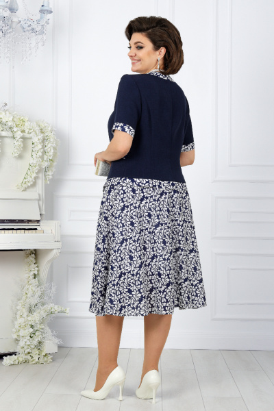 Лен-вишер жакет и юбка полусолнце с принтом Ninele 5992 хризантемы - фото 9