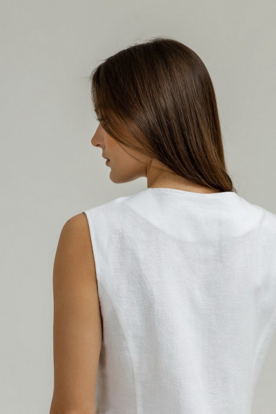 Белый летний комплект из льна с брюками и жилетом Atelero 1102Б белый - фото 5