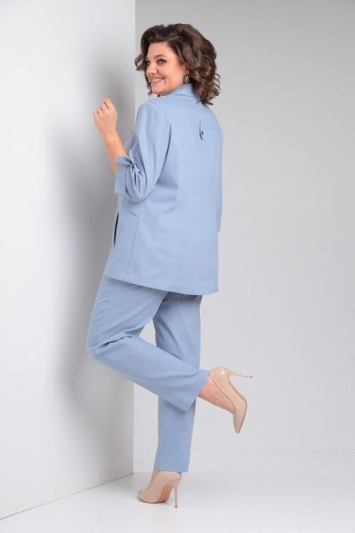 Голубой комплект из рубашки и брюк из хлопка на каждый день Tensi 373 голубой - фото 5
