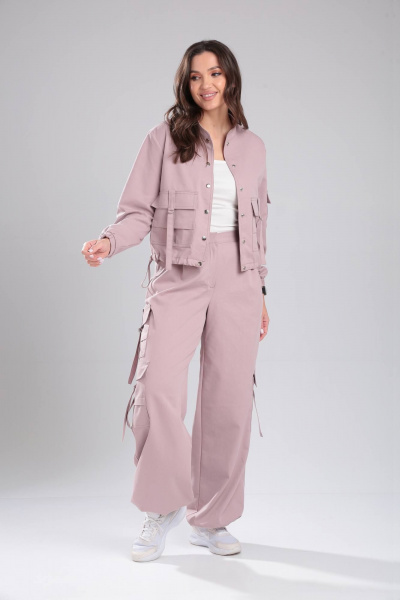 Джинсовый костюм 2-ка с жакетом и брюками свободного силуэта DOGGI 2947 лиловый - фото 4