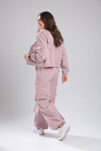 Джинсовый костюм 2-ка с жакетом и брюками свободного силуэта DOGGI 2947 лиловый - фото 6