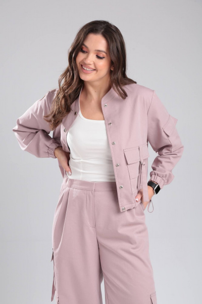 Джинсовый костюм 2-ка с жакетом и брюками свободного силуэта DOGGI 2947 лиловый - фото 5