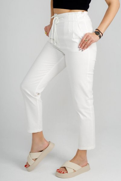 Брюки бананы укороченные из хлопка для повседневной носки IUKONA 1009 молочный - фото 7