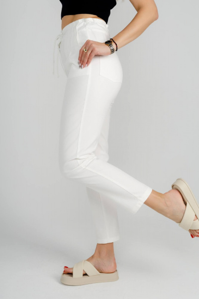 Брюки бананы укороченные из хлопка для повседневной носки IUKONA 1009 молочный - фото 6