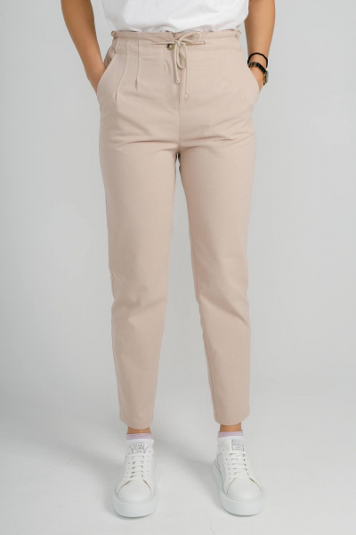 Брюки бананы укороченные из хлопка для повседневной носки IUKONA 1009 бежевый - фото 6
