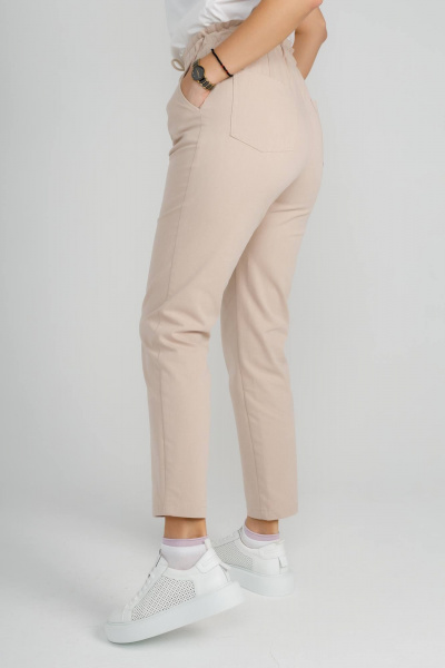 Брюки бананы укороченные из хлопка для повседневной носки IUKONA 1009 бежевый - фото 2