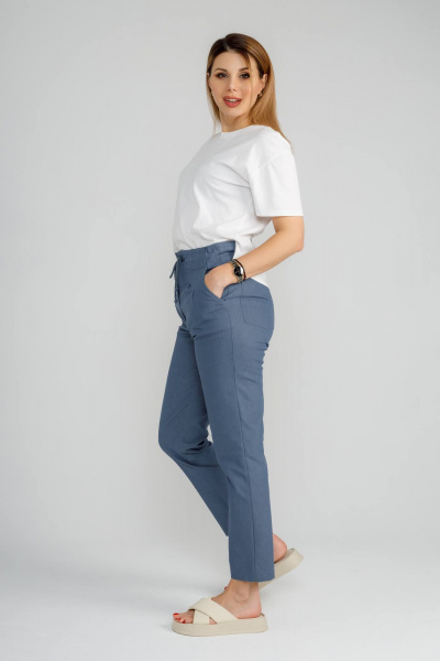 Брюки бананы укороченные из хлопка для повседневной носки IUKONA 1009 деним - фото 4