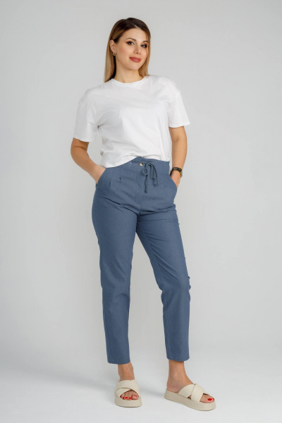 Брюки бананы укороченные из хлопка для повседневной носки IUKONA 1009 деним - фото 3