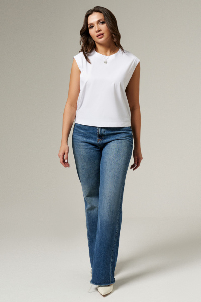 Классическая хлопковая блуза без рукавов для прогулок Панда 168240w белый - фото 1