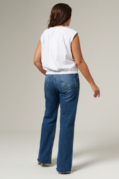 Классическая хлопковая блуза без рукавов для прогулок Панда 168240w белый - фото 4