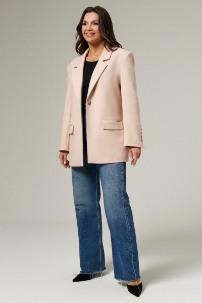 Жакет приталенного силуэта из текстиля для делового образа Панда 188030w бежевый - фото 2