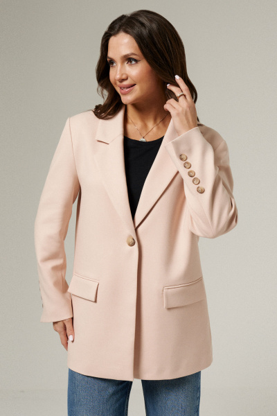Жакет приталенного силуэта из текстиля для делового образа Панда 188030w бежевый - фото 3