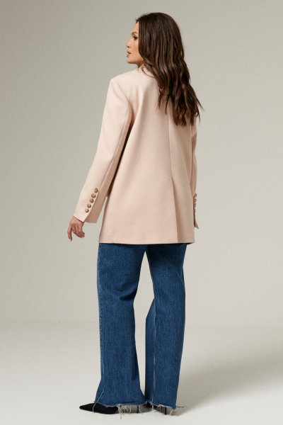 Жакет приталенного силуэта из текстиля для делового образа Панда 188030w бежевый - фото 4