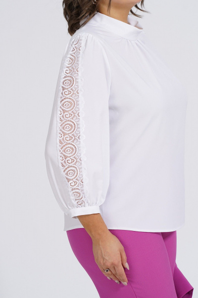 Деловой демисезонный комплект из жилета, блузки и брюк Пинск-Стиль 124 фуксия - фото 4