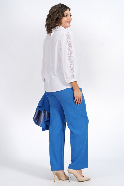 Деловой комплект из жилета, блузки и брюк из текстиля Пинск-Стиль 124 василек - фото 13