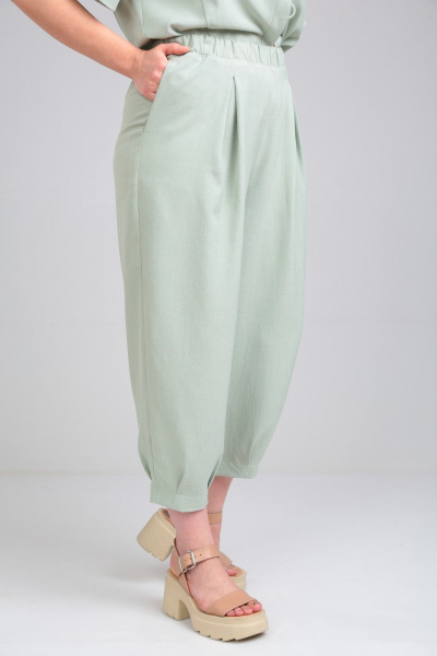 Женский костюм из льна-вишера брюки и жакет на каждый день Michel chic 1337/1 светло-зеленый - фото 6