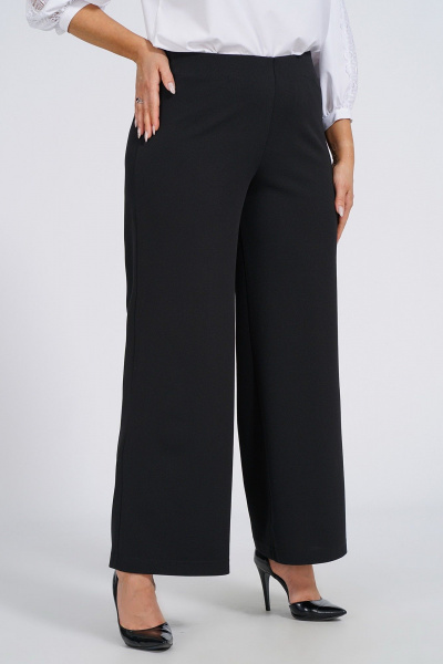 Элегантные брюки свободного кроя из трикотажа для повседневных образов Пинск-Стиль 344 черный - фото 4