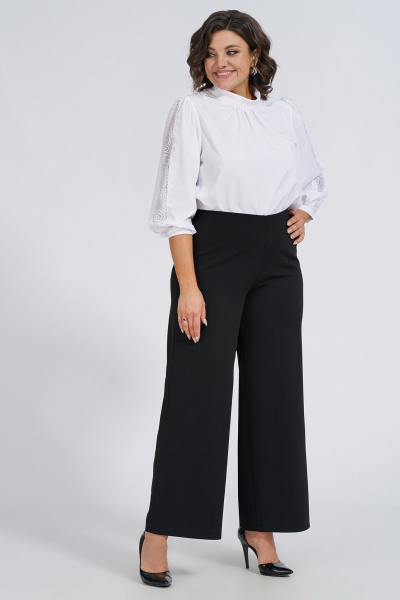 Элегантные брюки свободного кроя из трикотажа для повседневных образов Пинск-Стиль 344 черный - фото 3