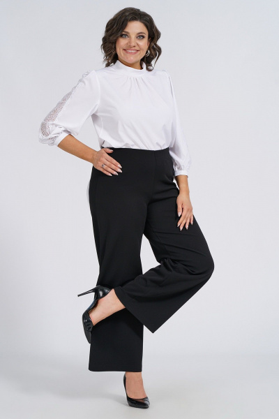 Элегантные брюки свободного кроя из трикотажа для повседневных образов Пинск-Стиль 344 черный - фото 2