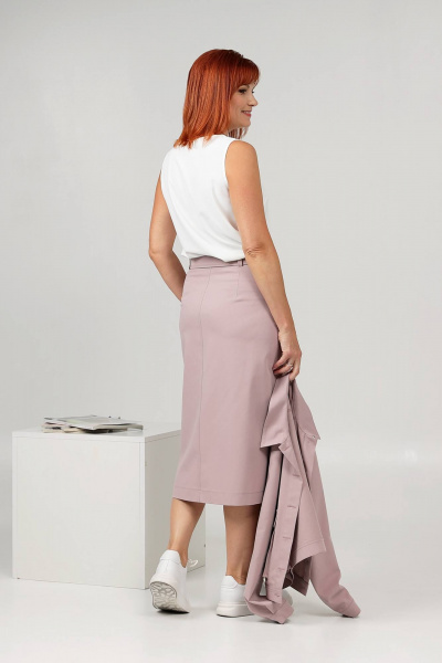 Костюм джинсовый жакет и брюки свободного кроя Соджи 608 сиреневый - фото 6