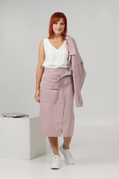 Костюм джинсовый жакет и брюки свободного кроя Соджи 608 сиреневый - фото 4